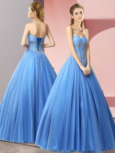 Sweetheart Sleeveless Lace Up Prom Dresses Baby Blue Tulle