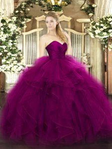 Cheap Sweetheart Sleeveless Zipper Vestidos de Quinceanera Fuchsia Tulle