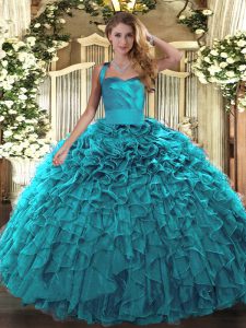 Classical Sleeveless Lace Up Floor Length Ruffles Quinceanera Gown