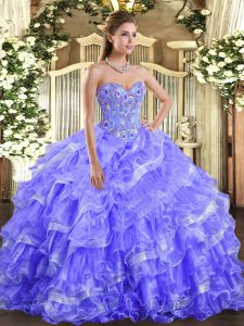 Charming Sleeveless Lace Up Floor Length Embroidery and Ruffled Layers Quinceanera Dresses