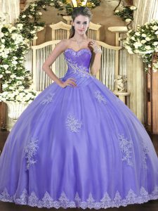 Dazzling Floor Length Lavender Vestidos de Quinceanera Tulle Sleeveless Beading and Appliques