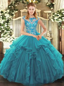 Delicate Organza Cap Sleeves Quinceanera Gown and Ruffles