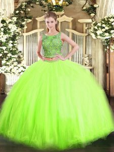 Sleeveless Tulle Lace Up Quinceanera Dress for Military Ball and Sweet 16 and Quinceanera