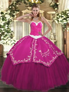Sleeveless Lace Up Floor Length Appliques and Embroidery 15 Quinceanera Dress
