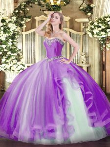 High End Floor Length Lavender Vestidos de Quinceanera Sweetheart Sleeveless Lace Up