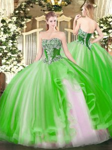 Trendy Sleeveless Beading and Ruffles Floor Length Ball Gown Prom Dress
