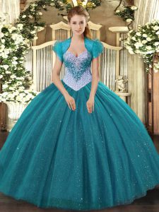 Excellent Sleeveless Lace Up Floor Length Beading and Sequins Quinceanera Dress