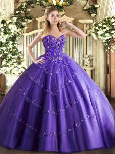 Beautiful Ball Gowns Vestidos de Quinceanera Purple Sweetheart Tulle Sleeveless Floor Length Lace Up