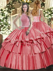 Sleeveless Beading and Ruffled Layers Lace Up Quinceanera Dress