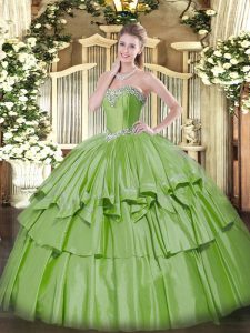 Traditional Floor Length Yellow Green Vestidos de Quinceanera Sweetheart Sleeveless Lace Up