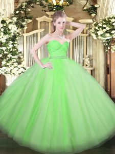 Sweetheart Neckline Beading and Lace Sweet 16 Quinceanera Dress Sleeveless Zipper