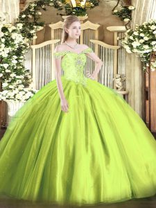 Cheap Tulle Sleeveless Floor Length Quinceanera Dress and Beading