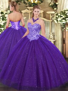 Best Selling Floor Length Ball Gowns Sleeveless Purple Quinceanera Dresses Lace Up
