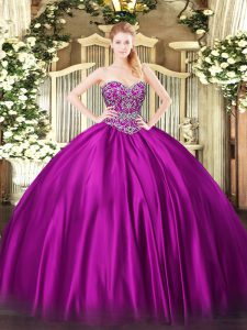 Custom Designed Floor Length Ball Gowns Sleeveless Fuchsia Quinceanera Dress Lace Up