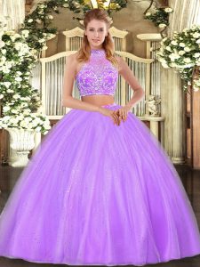 Fantastic Sleeveless Criss Cross Floor Length Beading Quinceanera Gown