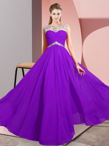 Chiffon Sleeveless Floor Length Prom Gown and Beading