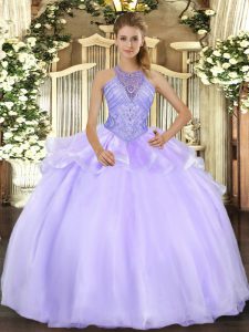 Sleeveless Lace Up Floor Length Beading 15 Quinceanera Dress