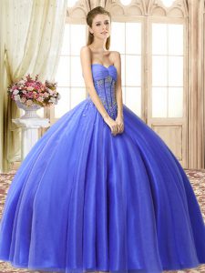 Tulle Sleeveless Floor Length Quinceanera Dresses and Beading