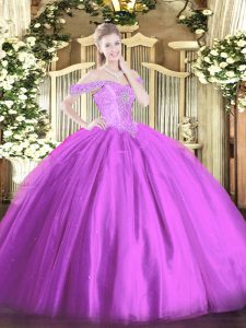 Sumptuous Floor Length Ball Gowns Sleeveless Lilac Sweet 16 Dress Lace Up