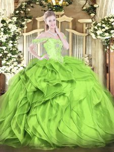 Spectacular Beading and Ruffles Vestidos de Quinceanera Lace Up Sleeveless Floor Length