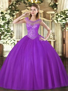 Clearance Sleeveless Beading Lace Up 15 Quinceanera Dress