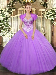 Sophisticated Sleeveless Beading Lace Up Quince Ball Gowns