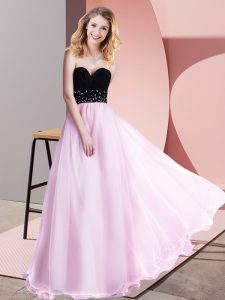 Smart Floor Length Lilac Prom Dresses Tulle Sleeveless Beading