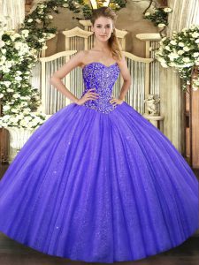 Discount Sweetheart Sleeveless Tulle Quinceanera Gowns Beading Lace Up