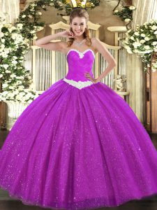 Sleeveless Appliques Lace Up Quinceanera Gown