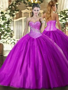 Best Selling Floor Length Purple Quinceanera Dresses Tulle Sleeveless Beading