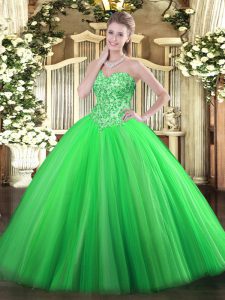 Fantastic Ball Gowns Sweet 16 Quinceanera Dress Green Sweetheart Tulle Sleeveless Floor Length Lace Up