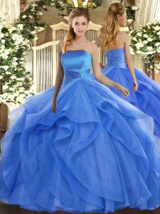 Sleeveless Lace Up Floor Length Ruffles Vestidos de Quinceanera