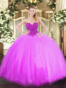 Floor Length Ball Gowns Sleeveless Lilac Quince Ball Gowns Lace Up