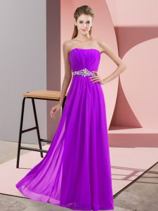 Strapless Sleeveless Chiffon Prom Gown Beading Lace Up