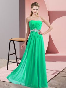 Sophisticated Sleeveless Floor Length Beading Lace Up Prom Dress with Turquoise
