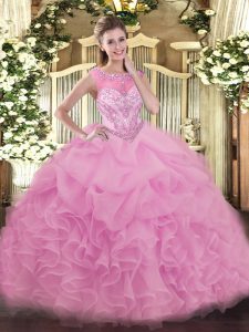 Floor Length Lilac Quinceanera Dress Scoop Sleeveless Lace Up