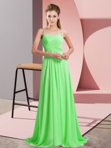 Empire Beading Prom Dresses Criss Cross Chiffon Sleeveless