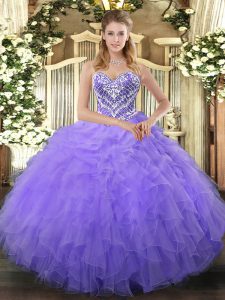 Dynamic Lilac Sleeveless Tulle Lace Up Sweet 16 Dresses for Military Ball and Sweet 16 and Quinceanera