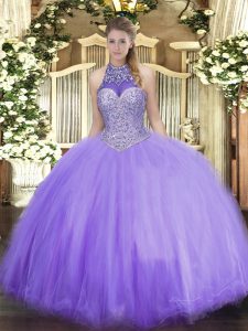 Admirable Floor Length Ball Gowns Sleeveless Lavender Quince Ball Gowns Lace Up