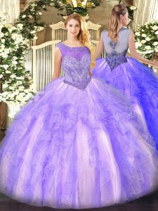 Floor Length Ball Gowns Sleeveless Lavender Sweet 16 Dress Lace Up