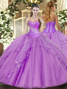 Gorgeous Sleeveless Beading and Ruffles Side Zipper 15th Birthday Dress