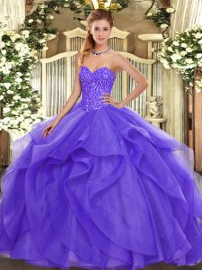 Ball Gowns Quinceanera Gowns Lavender Sweetheart Tulle Sleeveless Floor Length Lace Up
