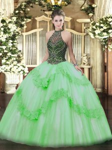 Noble Beading and Appliques Sweet 16 Quinceanera Dress Lace Up Sleeveless Floor Length