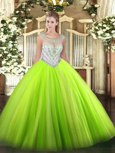 Cute Scoop Neckline Beading Sweet 16 Quinceanera Dress Sleeveless Zipper