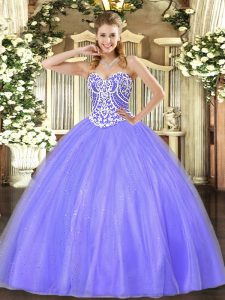 Customized Sleeveless Beading Lace Up Quinceanera Gowns