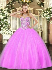 Cheap Sweetheart Sleeveless Tulle Sweet 16 Dresses Beading Lace Up