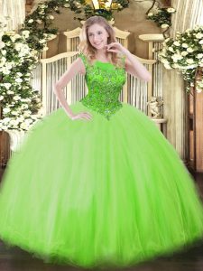 Zipper Scoop Beading Vestidos de Quinceanera Tulle Sleeveless