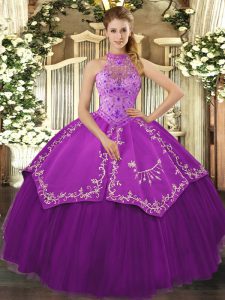 Sumptuous Sleeveless Beading and Embroidery Lace Up Quinceanera Gown