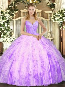 Perfect Tulle Sleeveless Floor Length Quinceanera Dresses and Beading and Ruffles