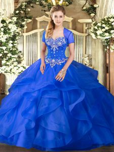 Sleeveless Beading and Ruffles Lace Up Quinceanera Dress